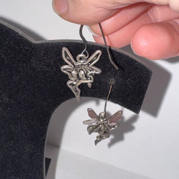 Painted Wing, Fairy Dangle Earrings - Picture 7 of 7